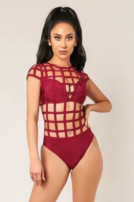 Cap Sleeved Cut-Out Caged Swimsuit