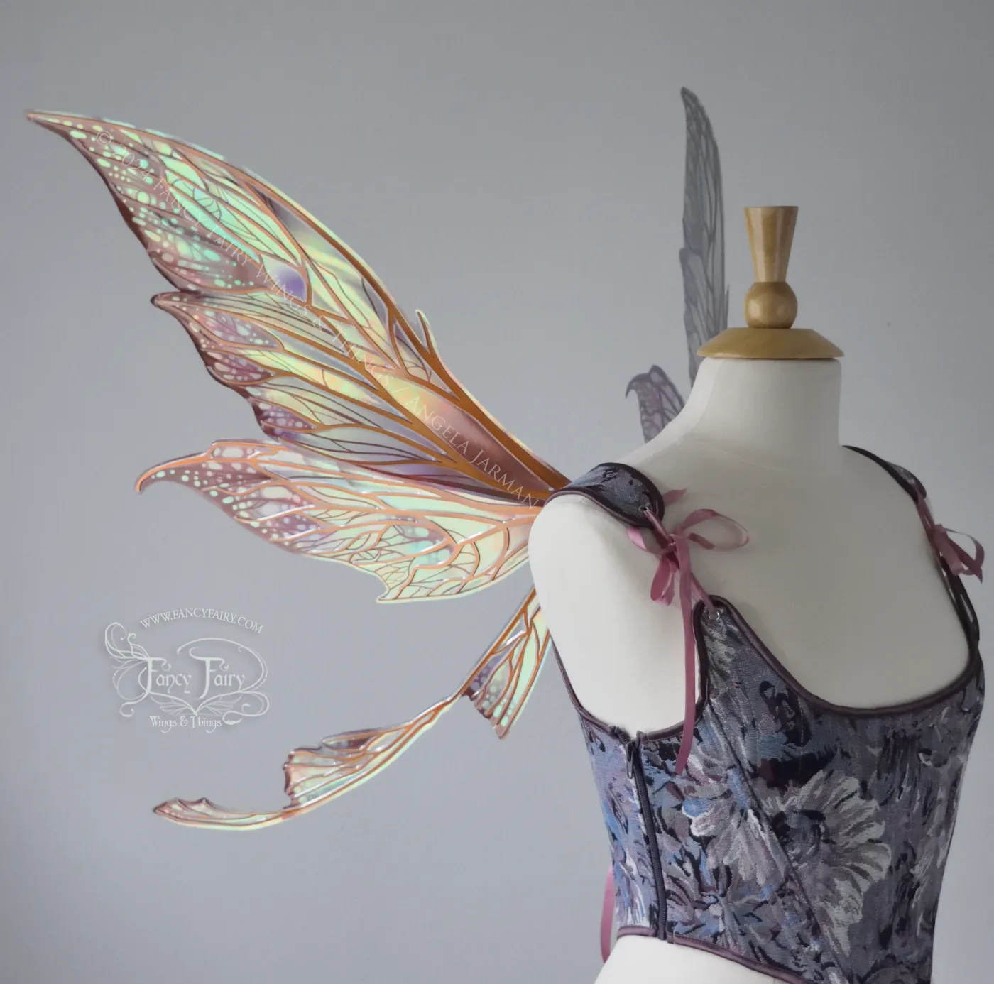Colette 'Earth Tone' Painted Convertible Iridescent "Pix" Fairy Wings with Copper Veins