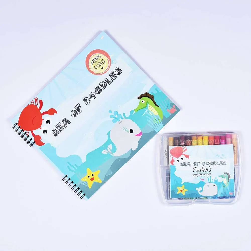 Doodle Book With Personalized Crayons - Underwater