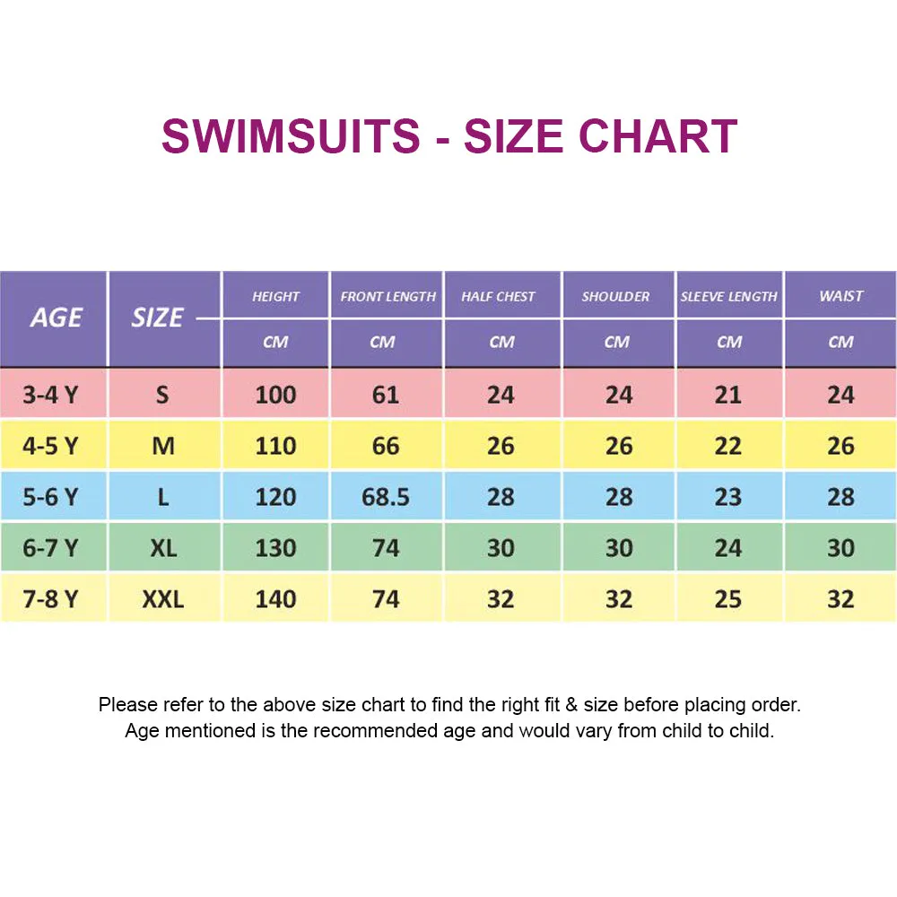 Knee Length Dive Navy Mermaid Color Block Printed Kids Swimwear In Upf 50  Fabric