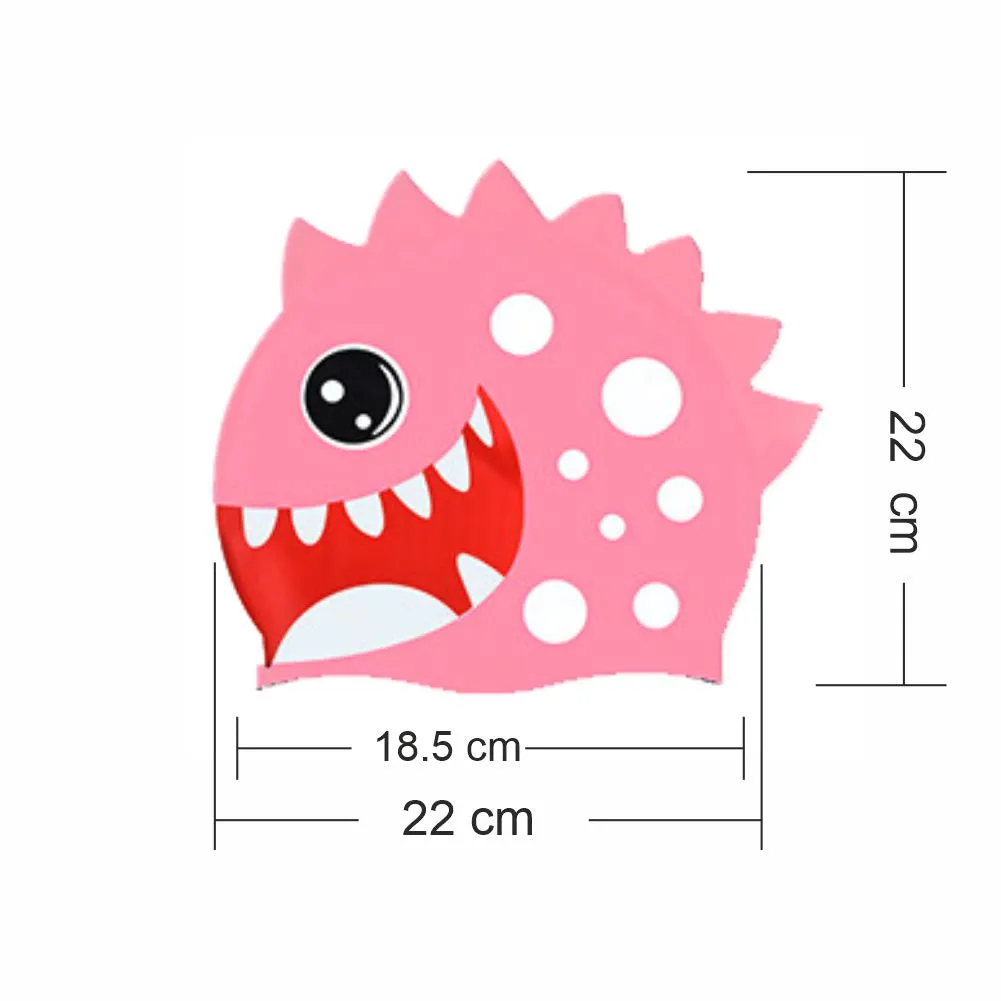 Little Surpise Box, 3d White Polka Pink , Silicone Kids Swim Cap, 5 years -15 years