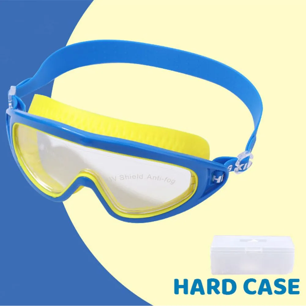 Little Surprise Box , Cheng Yellow Casket, Cobalt Border Anti Fog UV Protection Leakproof Design Swim Goggles for Kids, 8yrs -15yrs