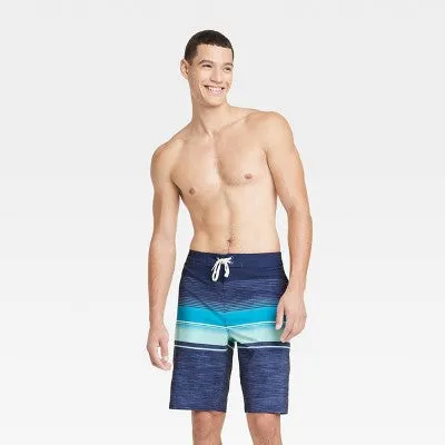 New - Men's 10" Ocean Striped Swim Shorts - Goodfellow & Co