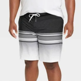 New - Men's Big & Tall 10" Graves Striped Board Shorts - Goodfellow & Co Charcoal 44