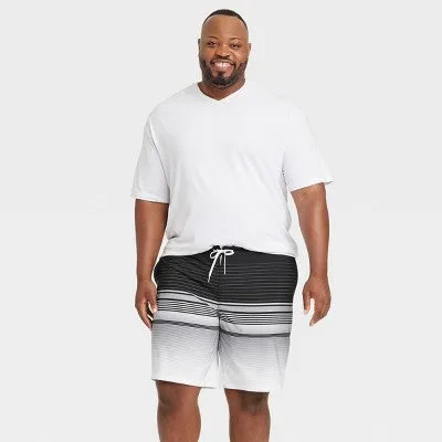 New - Men's Big & Tall 10" Graves Striped Board Shorts - Goodfellow & Co Charcoal 46