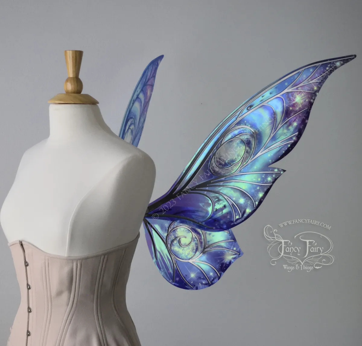 Ready to Ship Trinket 26 inch Iridescent Painted Fairy Wings in 'Celestial' with silver veins