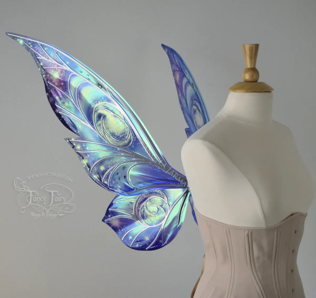 Ready to Ship Trinket 26 inch Iridescent Painted Fairy Wings in 'Celestial' with silver veins