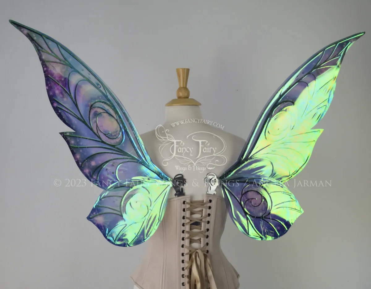 Ready to Ship Trinket 26 inch Iridescent Painted Fairy Wings in 'Celestial' with silver veins
