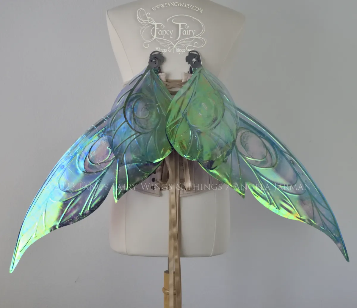 Ready to Ship Trinket 26 inch Iridescent Painted Fairy Wings in 'Celestial' with silver veins