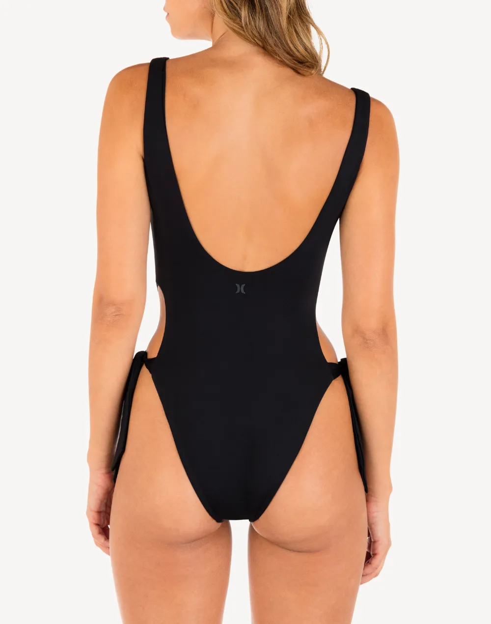 Solid Tie Side Cheeky One Piece Swimsuit